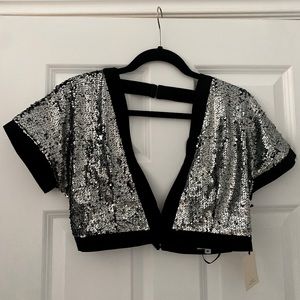 Superdown sparkly crop top